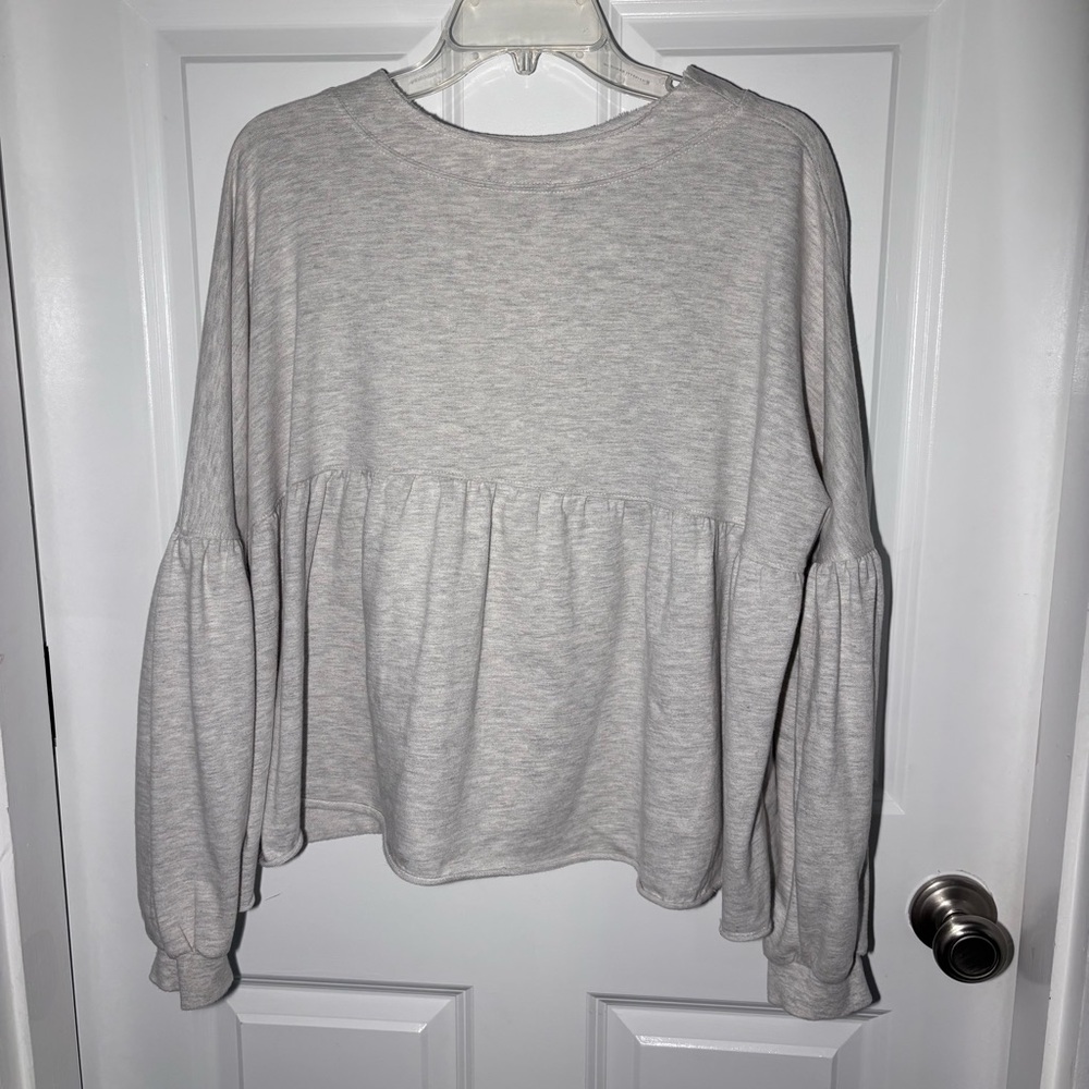 Mud Pie Heather Gray Babydoll Sweatshirt – Size Large - Picture 4 of 6